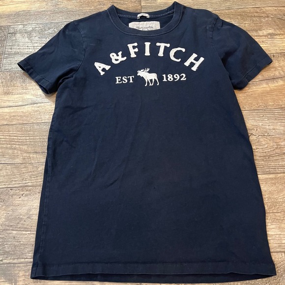 Abercrombie & Fitch Tops - Abercrombie & Fitch Womens Muscle Tee Navy Blue Graphic Logo T-Shirt Size M